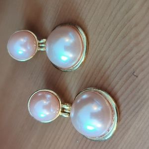 Pink Pearly Vintage Round Statement Earrings